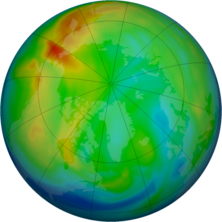 Arctic ozone map for 13 December 2007